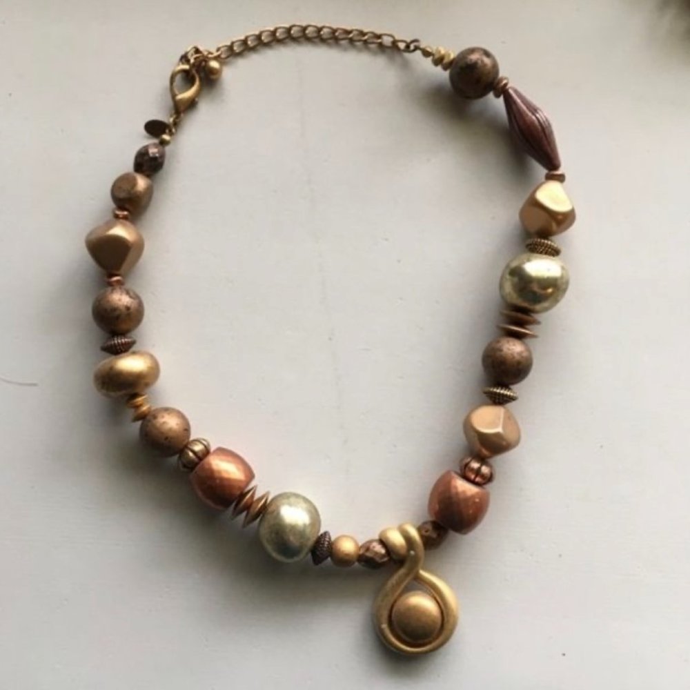 Chico's Fabulous Chunky Necklace in Golds Coppers Browns